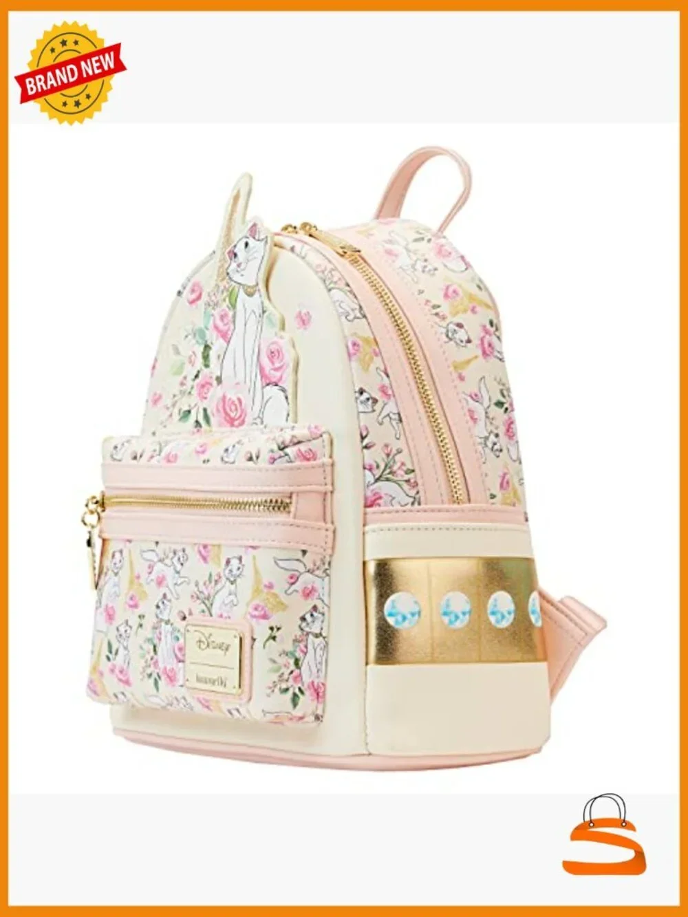 Loungefly Aristocats Duchess Paris Floral Double Strap Shoulder Bag